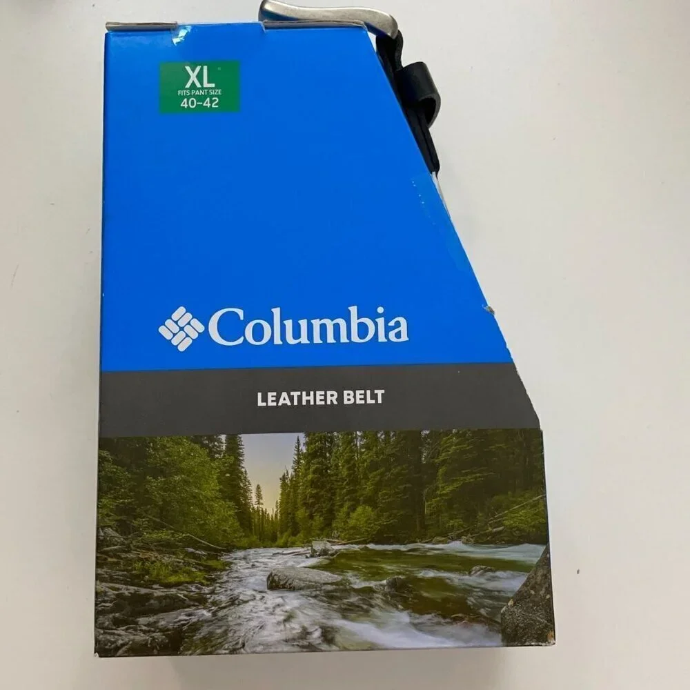 NEW Columbia Leather Belt XL 40-42 Black With Metal Buckle Durable & Stylish